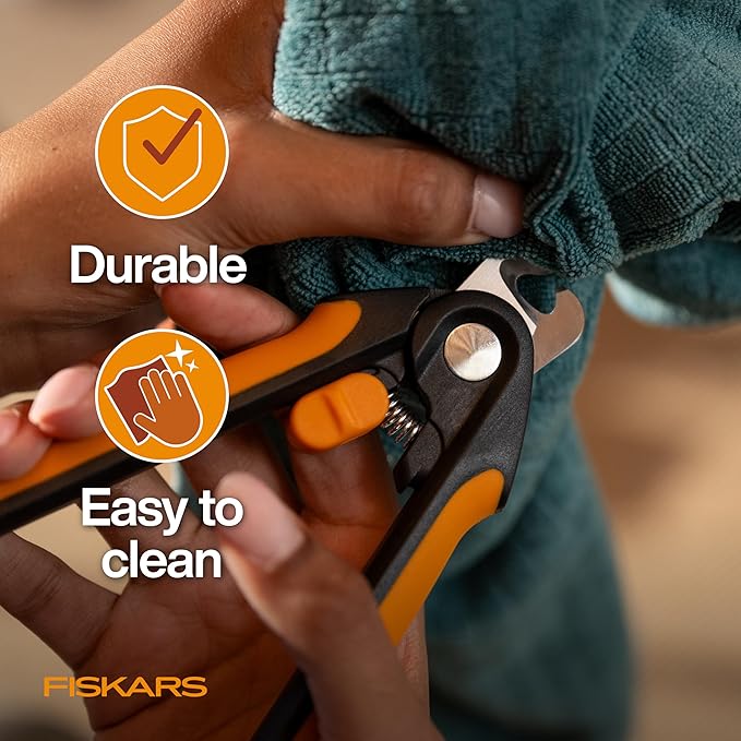 Fiskars Pet Large Nail Clippers, Cat and Dog Nail Trimmers for Grooming, Pet Supplies with Semi-Circular Blade & SoftGrip Handle with Safety Lock, 5.75”, Orange/Black