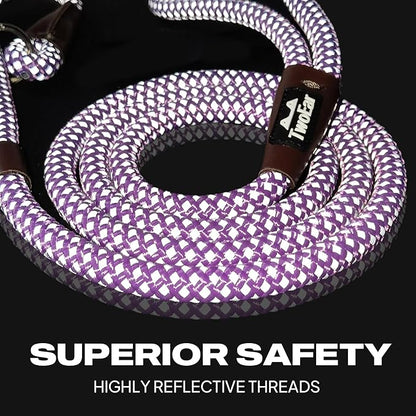 TwoEar 6FT Slip Lead Dog Leash, Heavy Duty Slip Leash for Dogs with Highly Reflective, Strong Rope Slip Leads No Pull Pet Training Leashes for Large Medium Dogs (1/2", Purple)