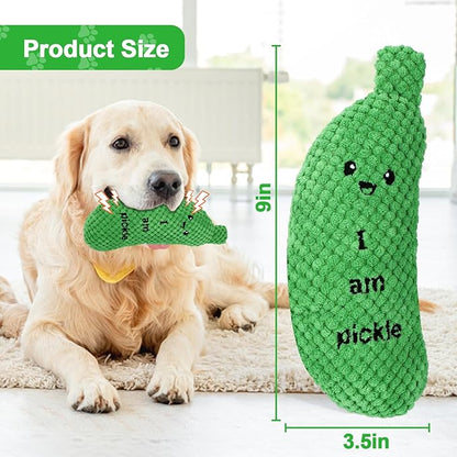 BABORUI Pickle Squeaky Dog Toy for Aggressive Chewers, Funny Plush Toy for Small/Medium/Large Dogs, Exercise and Accompany, GREEN