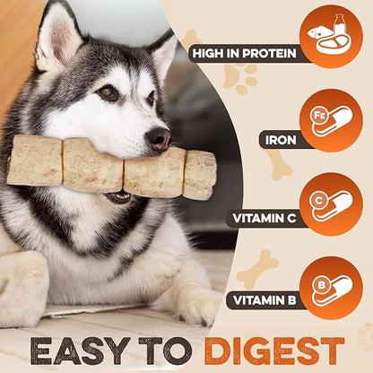 Premium Beef Cheek Rolls for Dogs 5-7" - (3-Pack), Peanut Butter Flavored Long Lasting, Safe & Natural Rawhide Alternative Chews, Ideal for Large Dogs & Aggressive Chewers, Supports Dental Health