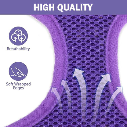 SCENEREAL Puppy Dog Harness with Leash Set for Small Medium Sized Dogs, Soft Mesh Step in Pet Harnesses and Leash, No Chock Plaid Adjustable No Pull Vest for Dogs Cats, Chihuahua,Bulldog (Purple M)