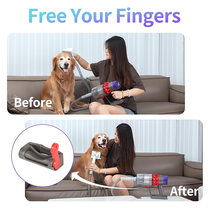 Dog Grooming Vacuum Attachment Kit, Pet Vacuum Brush for Shedding Grooming with Slicker, Dematting Brush for Cat Dog Hair Remover, for Dyson V7 V8 V10 V11 V12 V15