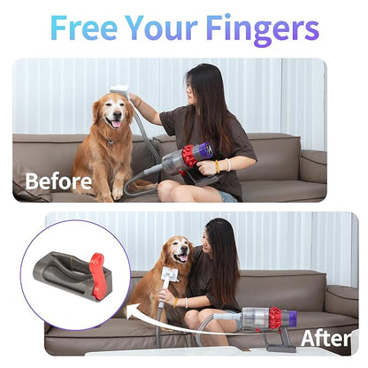 Dog Grooming Vacuum Attachment Kit, Pet Vacuum Brush for Shedding Grooming with Slicker, Dematting Brush for Cat Dog Hair Remover, for Dyson V7 V8 V10 V11 V12 V15