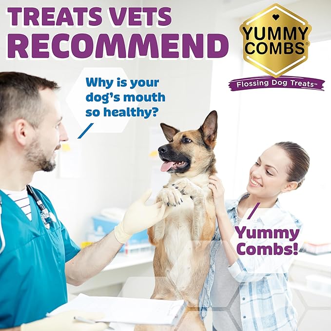Yummy Combs Dog Dental Treats – Vet VOHC Approved – Delicious Chicken Protein – Removes Tartar with Cleaning Comb Shape – Dental Dog Treats for Small Dogs (36oz, 63 Count)