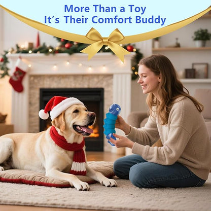 Indestructible Dog Toys for Aggressive Chewers, Tough Chew Proof Toy for Large Dogs, Squeaky Rubber Chew Toy with Beef Flavor for Boredom & Anxiety Relief (Blue)