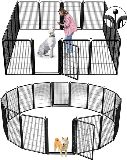 Dog Playpens with Low Threshold Gate, 40 Inch 16 Panels Heavy Duty Outdoor Dog Play Pen, RV Camping Yard Indoor Puppy Playpen Portable Pet Pen Fence for Large/Medium/Small Dogs