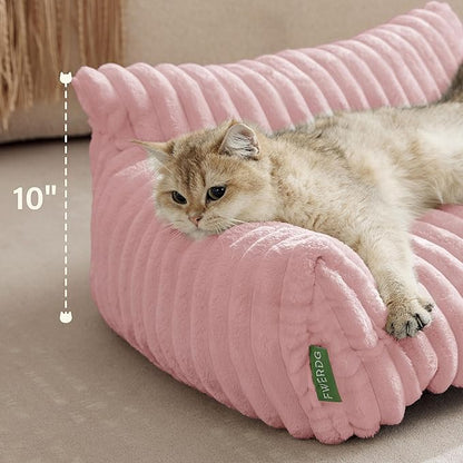 Cute Couch Bed for Pets, Supportive Cat Sofa for Indoor Cats, Medium Dog Sofa Bed for Medium Dogs, Pink, 30 inches
