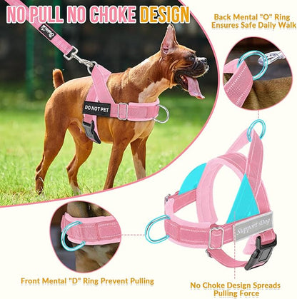 Lukovee No Pull Dog Harness & Leash Set - Heavy Duty Dog Vest Harness with Soft Padded for Medium Large Dogs, Adjustable Reflective Tactical Pet Harness for Easy Walk and Training (XL, PI)