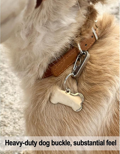 Dog Tag Clips / 2 Pack/Multiple Size 304 Stainless Steel Quick Clip with Rings/Easy Change Dog Cat ID Tag Holder for Small pet Collars and Harnesses.(2 Medium Grey)