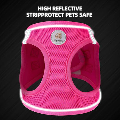 Hipubby Dog Harness and Leash Set, No Pull Soft Mesh Puppy Harness for Small Medium Dogs, Cats - Step in Reflective Breathable Lightweight Vest Harness for Walking, Training - Rose Red, S