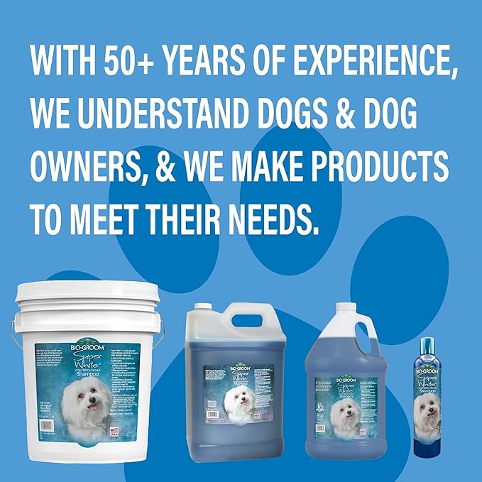 Bio-Groom Super Whitening Dog Shampoo – Whitening Pet Shampoo, Dog Bathing Supplies, Puppy Wash, Dog Grooming Supplies, Cruelty-Free, Made in USA, Coat Brightener Shampoo – 5 Gallons