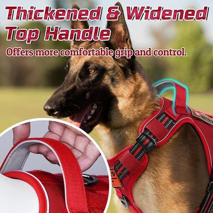 rabbitgoo Tactical Dog Harness for Small Dogs, No Pull Military Service Vest with Handle & Molle, Easy Control for Training Walking, Adjustable Reflective Straps, Red, S