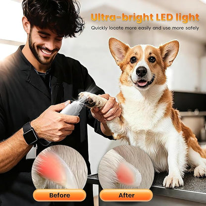MOONEON 2026 New Silent Groom Pro Pet Nail Grinder, 5-Speed Dog Nail Grinder with Led Light, 40 db Quiet Painless Paws Grooming for Small Medium Large Dogs & Cats, USB Rechargeable