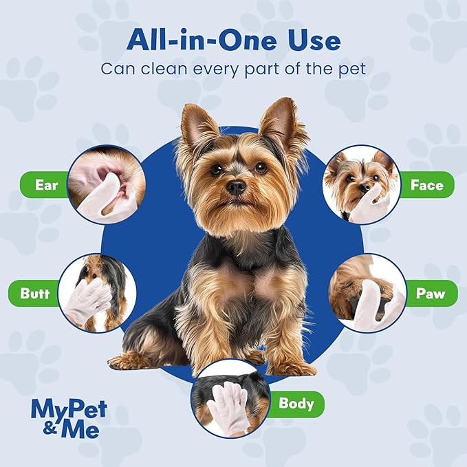 My Pet & Me – Pet Glove Wipes for Dogs & Instant Bath Gloves for Dogs | No-Rinse Deodorizing Grooming Mitts | Instant Bath Cleaning Gloves for Dogs & Cat Cleaning Gloves for Easy Cleaning, 6 Count