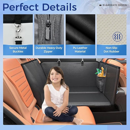 HOB4U Back Seat Extender for Dogs, Hard Bottom Dog Car Seat Cover for Truck Back Seat, Upgraded PU Leather Dog Hammock for Car, Waterproof, Anti Scratch, Larger Space,（Holds 400lbs）
