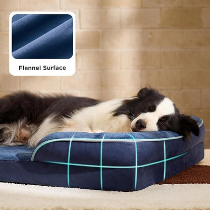 Bedsure L Plus Orthopedic Dog Bed for Large Dogs - Washable Dog Cat Bed Waterproof, L Plus Big Comfort Dogs Couch Sofa with Washable Removable Cover, Pet Bed with Nonskid Bottom, Blue Navy, 38"
