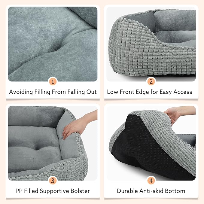 MIXJOY Dog Beds for Medium Dogs Washable, Rectangle Pet Bed Medium Size Dog, Orthopedic Sleeping Pet Sofa Bed, Soft Calming Cat Beds for Indoor Cats, Anti-Slip Bottom with Multiple Size
