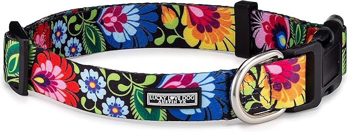 Lucky Love Dog - Adjustable Dog Collar with Easy Click Buckle for Large Ones, Durable, & Comfortable for Male & Female Dogs, Pet Collar for Puppies & Adult Dogs - Blackbird, Large