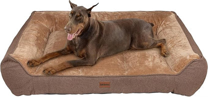 ZAKAPAWS Orthopedic Dog Bed for Extra Large Dogs - Extra Thick Supportive Dog Couch Bed, Pet Beds Sofa with Waterproof Washable Cover & Non-Slip Bottom, Brown, 48x35 Inch