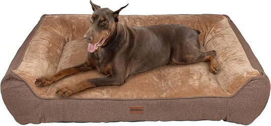 ZAKAPAWS Orthopedic Dog Bed for Extra Large Dogs - Extra Thick Supportive Dog Couch Bed, Pet Beds Sofa with Waterproof Washable Cover & Non-Slip Bottom, Brown, 48x35 Inch