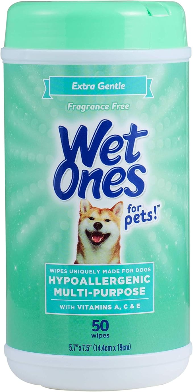 Wet Ones for Pets Multi-Purpose Dog Wipes With Vitamins A, C & E | Fragrance-Free Dog Wipes, Pet Wipes Multipurpose | Dog Grooming Wipes (Pack of 1,50 Count Total)