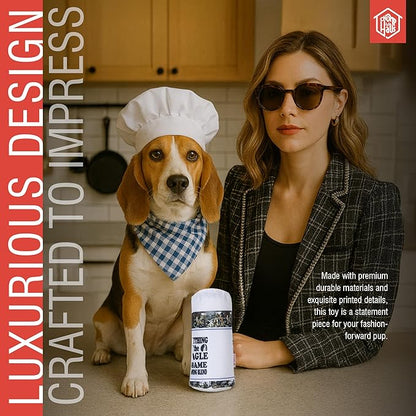 Chomp Haus Everything but The Beagle – Luxurious Durable Dog Toy with Squeaker, Soft Printed Fabric, Designer-Inspired Chew Toy, Fun Gift for Small to Medium Dogs & Dog Lovers