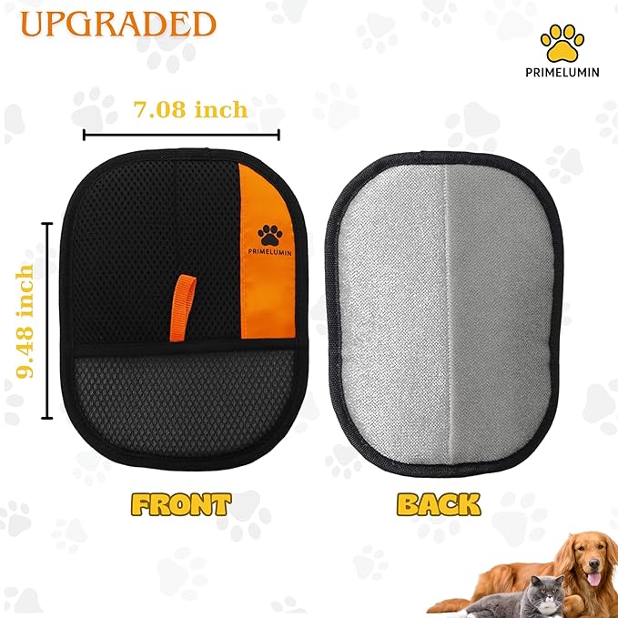 PRIMELUMIN Pet Hair Removal Glove - Electrostatic Fur Remover Mitt for Dogs and Cats, Reusable Washable Pet Hair Remover Tool for Furniture, Couch, Carpet, Car Seat, Laundry
