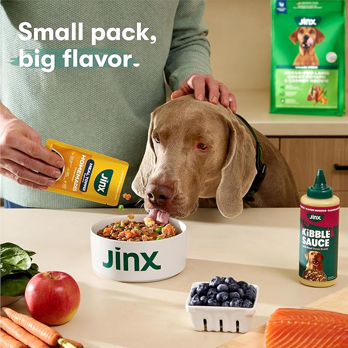 Jinx Beef & Chicken Wet Dog Food Pouches, Meal or Dog Food Topper Mix-in, Made with Real Beef & Chicken, Bone Broth, No Fillers - Puppy, Adult, Senior, 3oz, 8 Pack