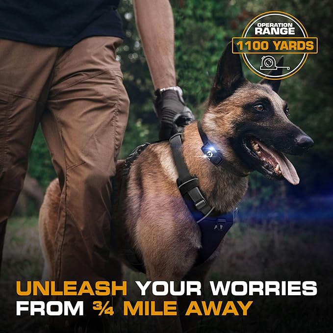 INVIROX Ultra K9 Dog Training Collar, 124 Levels for Reactive, Stubborn or Hard-to-Train Dogs, Long Range ¾ Mile, Night-Light Mode, Safe Communication, IP67 Waterproof E Collar for Large Dogs