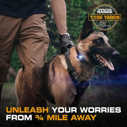 INVIROX Ultra K9 Dog Training Collar, 124 Levels for Reactive, Stubborn or Hard-to-Train Dogs, Long Range ¾ Mile, Night-Light Mode, Safe Communication, IP67 Waterproof E Collar for Large Dogs