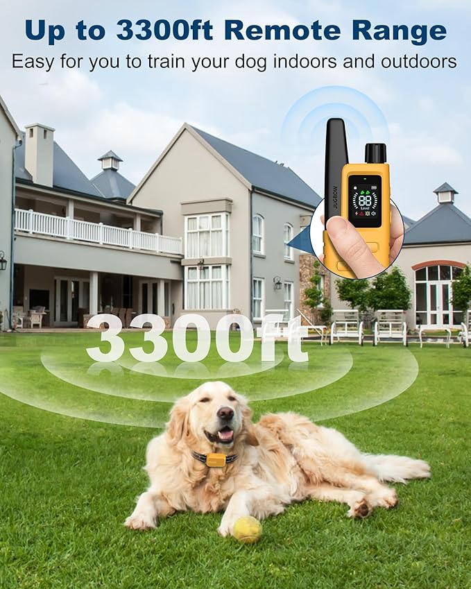 Jugbow Dog Shock Collar - 4200FT Dog Training Collar with Remote, IPX8 Waterproof Electric Dog Collar with 4 Training Modes, Security Lock, Rechargeable eCollar for 10-120lbs Dogs