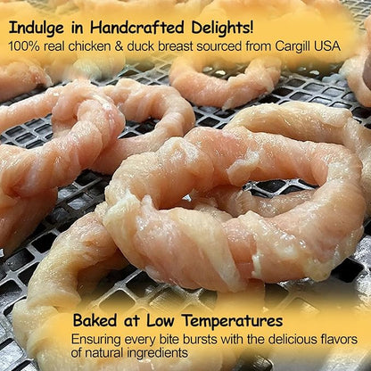 ASMPET Dog Donut Treats, Chicken Duck Wrapped Rawhide Donuts, Dental Care Dog Chews (Pack of 4)