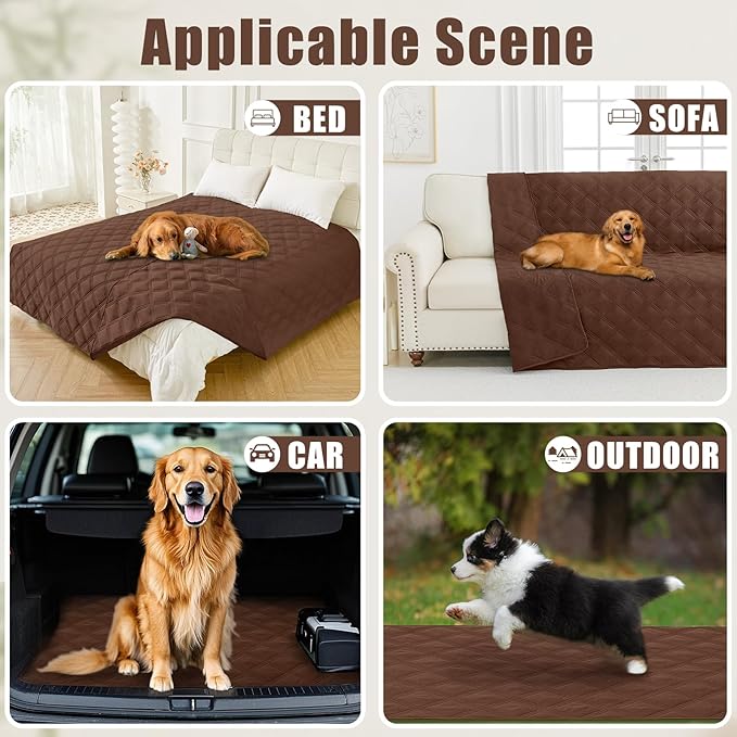 Smiry Waterproof Dog Bed Cover Blanket 68x82, Soft Reversible Pet Blanket, Washable Leakproof Cats Dogs Couch Cover for Sofa, Couch, Furniture, Lattice, Brown/Brown
