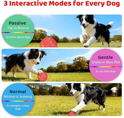 Sankell Interactive Dog Toys Ball - Smart Moving Bouncing Dog Ball with Colorful Lights, E-TPU Material, 3 Play Modes Automatic Rolling Balls Toy for Small Medium Dogs Keep Them Busy(Red)
