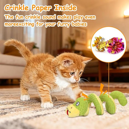 Retro Shaw Cat Toys, 11 in Realistic Catnip Snake Toy with Crinkle Sound Inside, Cat Nip Toys with SilverVine, Stuff Snake Interactive Snake Toy for Cats to Chew