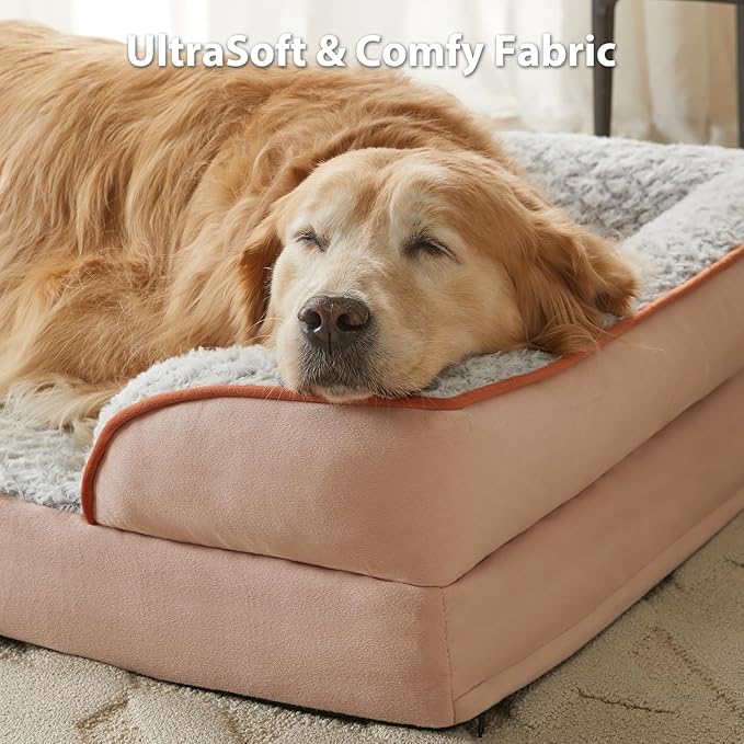 Orthopedic Dog Bed for Large Dogs, Egg Crate Foam Bed for Large Dogs, Equipped with Removable Waterproof Pillow Cover and Anti-Slip Bottom, Pet Bed