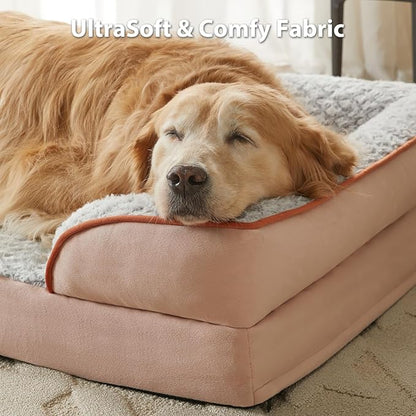 Orthopedic Dog Bed for Large Dogs, Egg Crate Foam Bed for Large Dogs, Equipped with Removable Waterproof Pillow Cover and Anti-Slip Bottom, Pet Bed