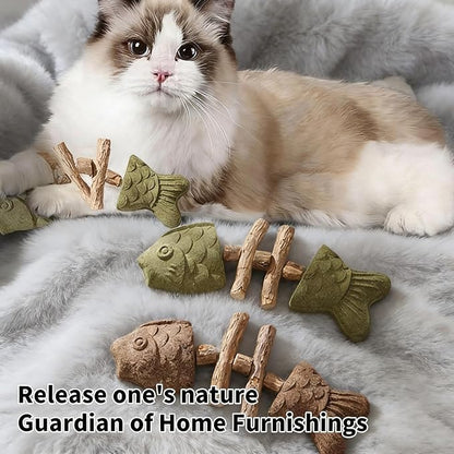 2026 Innovative Fish Bone Cat Toy - Fix Your Cat’s Dental Health,Dental Health Solution, Natural Catnip Chew Stick, Wooden Teeth Cleaning Tool, Durable Feline Dental Care Toy for Healthy Teeth