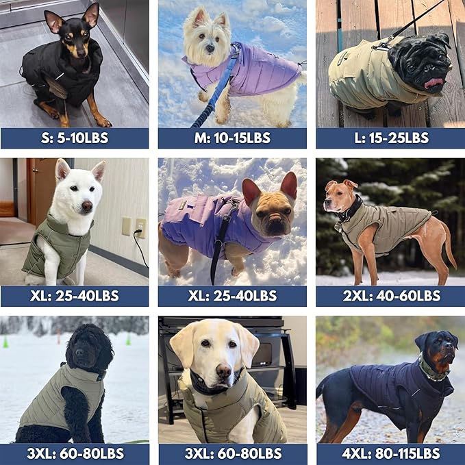 Spark Paws Dog Winter Jacket, Water-Resistant Coat, Warm Reflective Windproof Fleece-Interior, for Medium and Large Dogs - Cosmic - 4XL