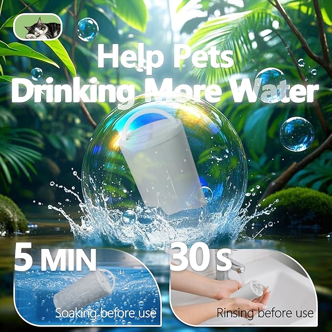 TOGGATH 4+4 Pack Premium Cat and Dog Water Fountain Carbon Filters Compatible with PetSafe Drinkwell 360 Multi-Pet Stainless Steel & Plastic Pet Fountains(128oz/3.8L) with Replacement Foam Filter