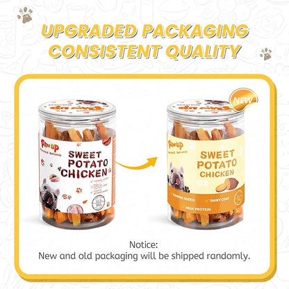PAWUP Chicken Sweet Potato Dog Treats, Double Sweet Potato Chews with Taurine, Healthy Pet Snacks for Small Medium Large Dogs, 12.5 oz