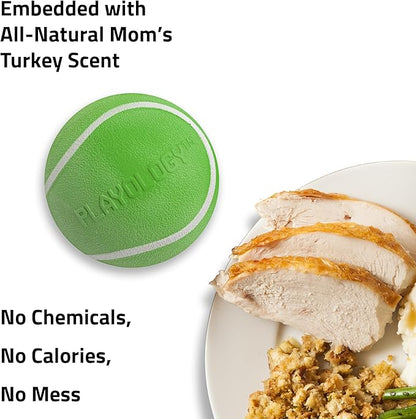 Playology Dog Toys | Squeaky Chew Ball - Bouncy Durable Floating Fetch Ball for Dogs | Jumbo Mom's Turkey Scented Toy - Easy to Clean and Made from Non Toxic Materials