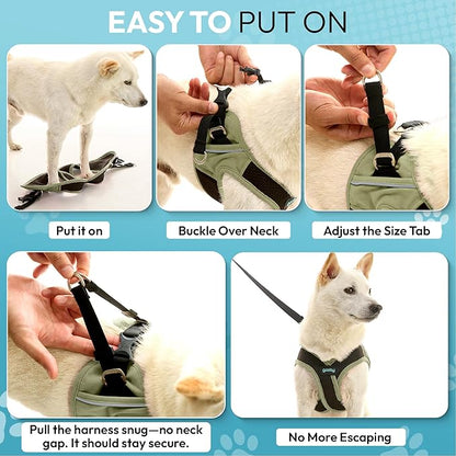 Gooby Escape Free Easy Fit X Step in Dog Harness - Portland Green, Large
