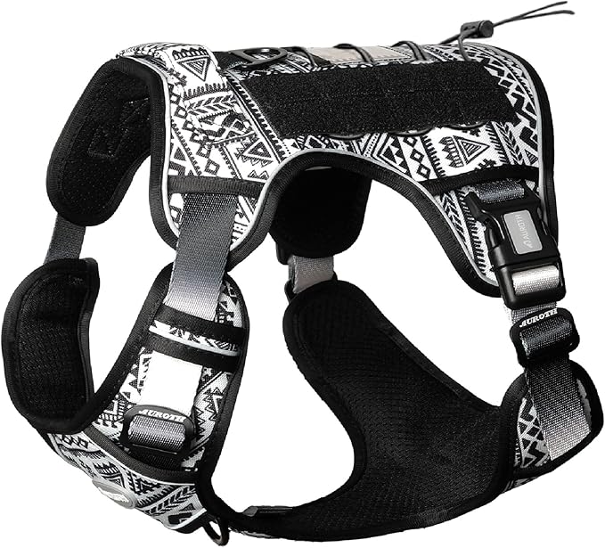 AUROTH Tactical Dog Harness for Large Dogs No Pull Adjustable Pet Harness Reflective K11 Working Training Easy Control Pet Vest Military Service Dog Harnesses