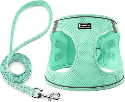 Dog Harness with Leash Set, No Pull Adjustable Reflective Step-in Puppy Pet Vest Harnesses for Small Medium Large Dogs and Cats,Green XS