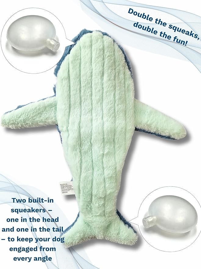 Large Crinkle Dog Toy – No stuffing Squeaky Dog Toy for Small, Medium & Large Breeds, Interactive Tough toy set - Ideal for Chewing, Teething & Fetch, Durable Pet-Safe Materials - Soft Blue Plush