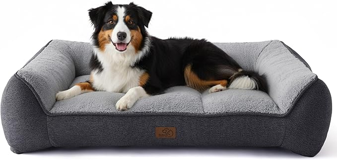 Bedsure XL Pro Orthopedic Dog Beds Large Sized Dog - Extra Thick Supportive Dogs Couch with Waterproof Washable Cover, Extra Large Comfort Pet Bed Sofa with Soft Sherpa and Nonskid Bottom, Grey, 45"