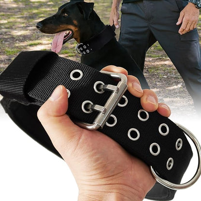 Large Dog Collar - Black Heavy Duty Collars for Gaint Breed Dogs, 2 inch Wide with Handle Strong Nylon and Stainless Hardware Tactical Collar, Good Choice for Large Dogs 19-23.5 in