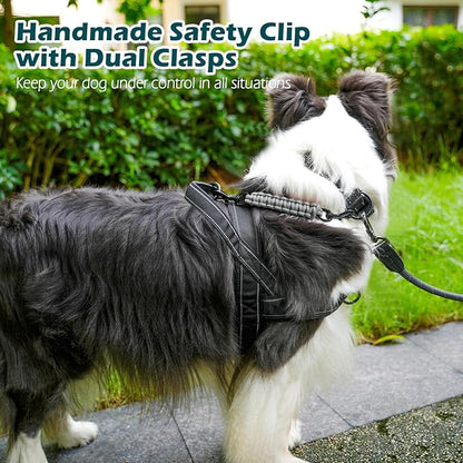 PetBonus Dog Collar Safety Clip, Handmade Backup Safety Strap for Dog Harness, Prong, Pinch Collar, Double Ended Clasp Leash Connector (Grey)
