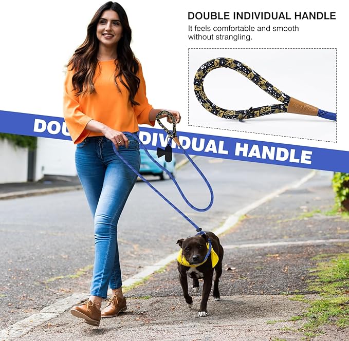 lynxking Slip Lead Dog Leash Reflective, Heavy Duty Comfortable Strong Rope for Large Medium Small Dogs No Pull Pet Training (Blue, Small 3/8in x 6ft-Slip Lead)